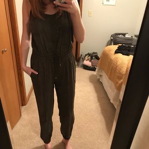 Juicy coutour olive jumpsuit with tie waist.